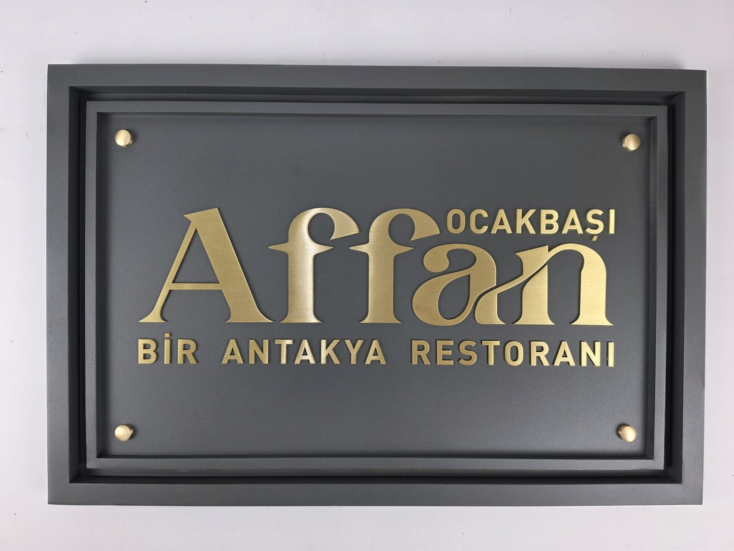Framed Brass Embossed Letter Business Sign | Restaurant & Café Entrance Signboard - Otimsan Shop