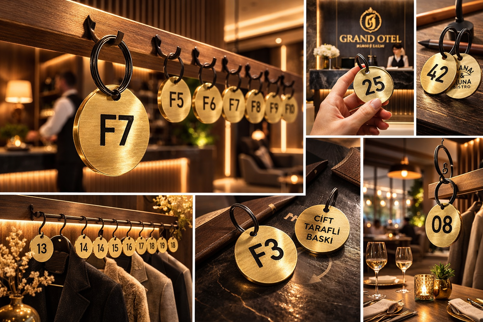 Brass Cloakroom Keychain – Numbered Gold Hanging Key Tag | For Restaurants & Hotels - Otimsan Shop
