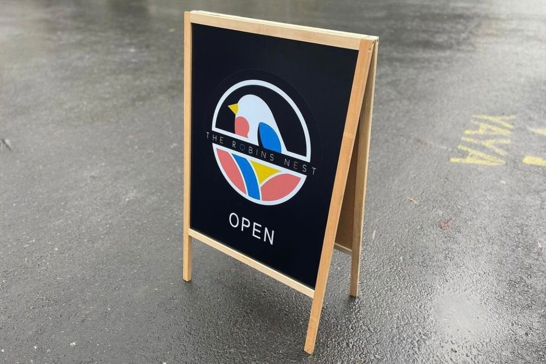 Freestanding Double-Sided Sidewalk Sign | Foldable Wooden Store Board with Custom Logo Print - Otimsan Shop