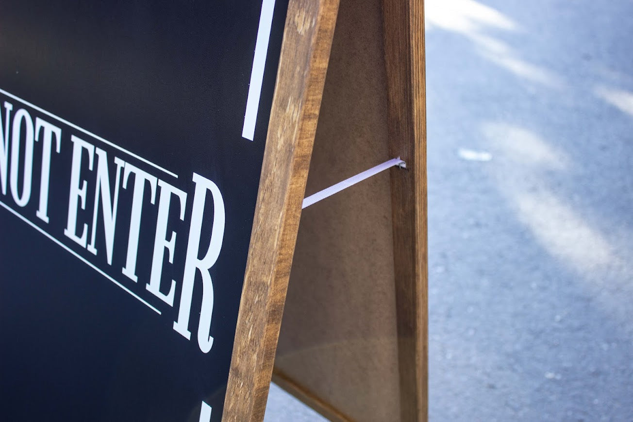 Freestanding Double-Sided Sidewalk Sign | Foldable Wooden Store Board with Custom Logo Print - Otimsan Shop