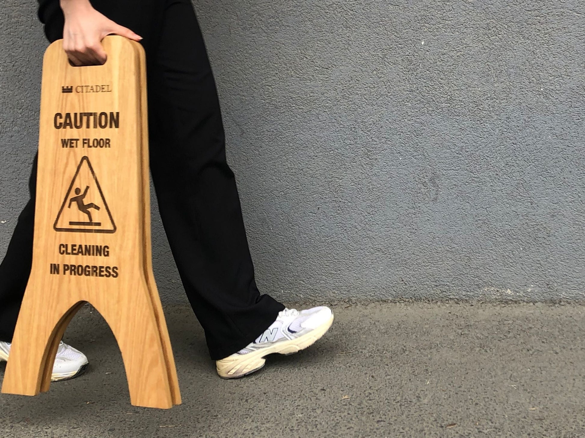 Freestanding Wet Floor Sign | Foldable Double-Sided Wooden Portable Sign - Otimsan Shop
