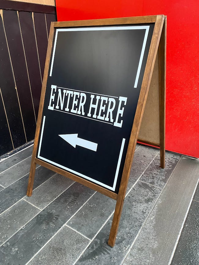 Freestanding Double-Sided Sidewalk Sign | Foldable Wooden Store Board with Custom Logo Print - Otimsan Shop