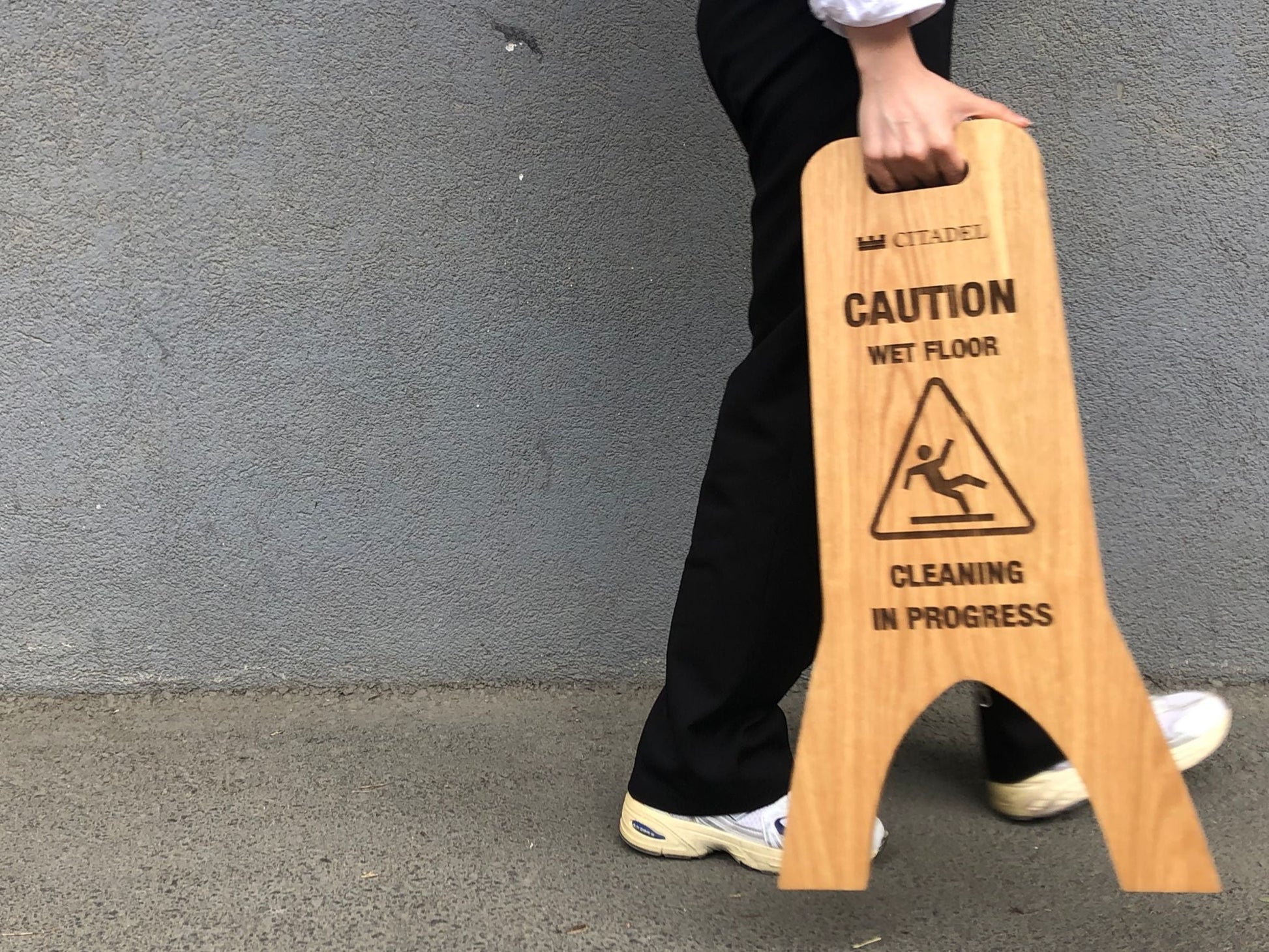 Freestanding Wet Floor Sign | Foldable Double-Sided Wooden Portable Sign - Otimsan Shop