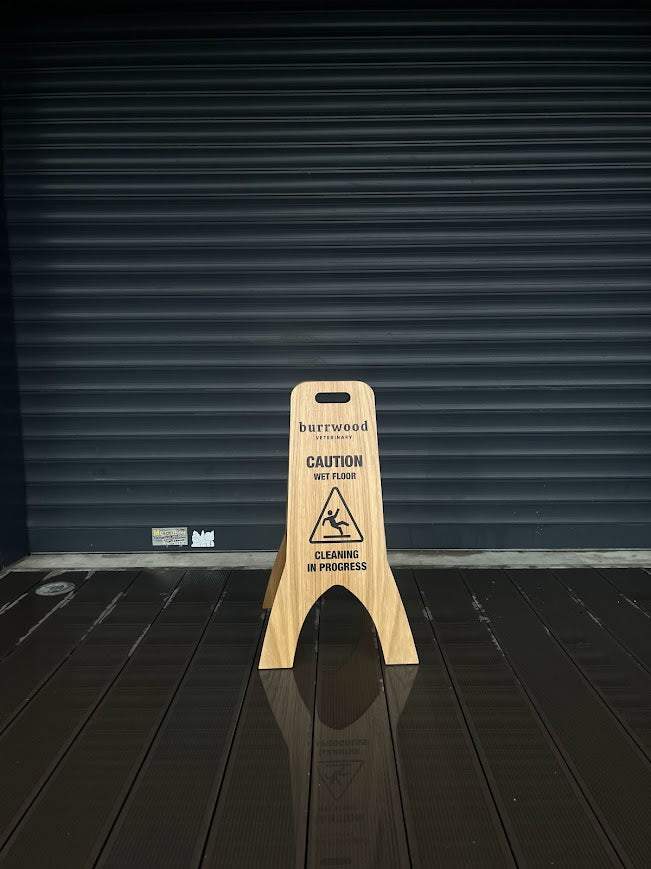 Freestanding Wet Floor Sign | Foldable Double-Sided Wooden Portable Sign - Otimsan Shop