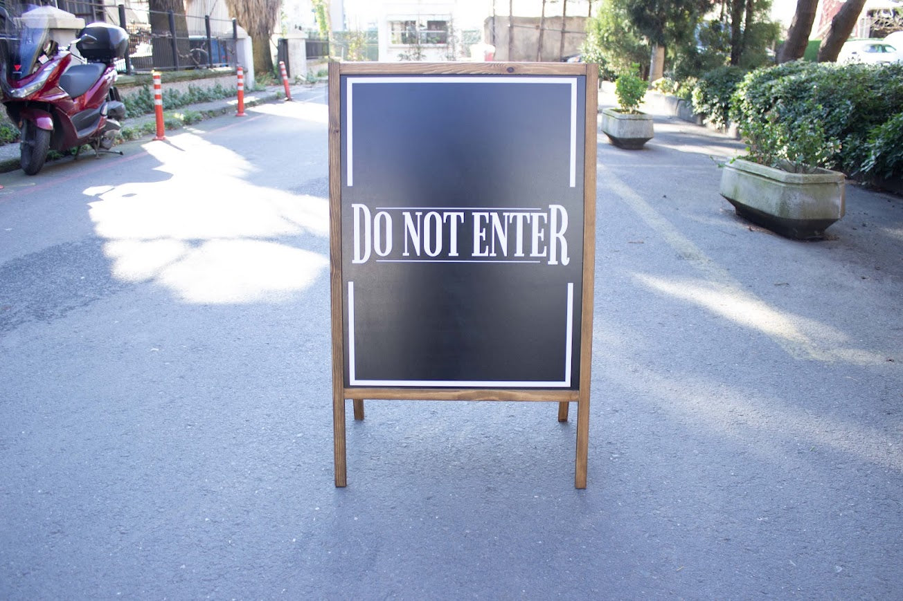 Freestanding Double-Sided Sidewalk Sign | Foldable Wooden Store Board with Custom Logo Print - Otimsan Shop