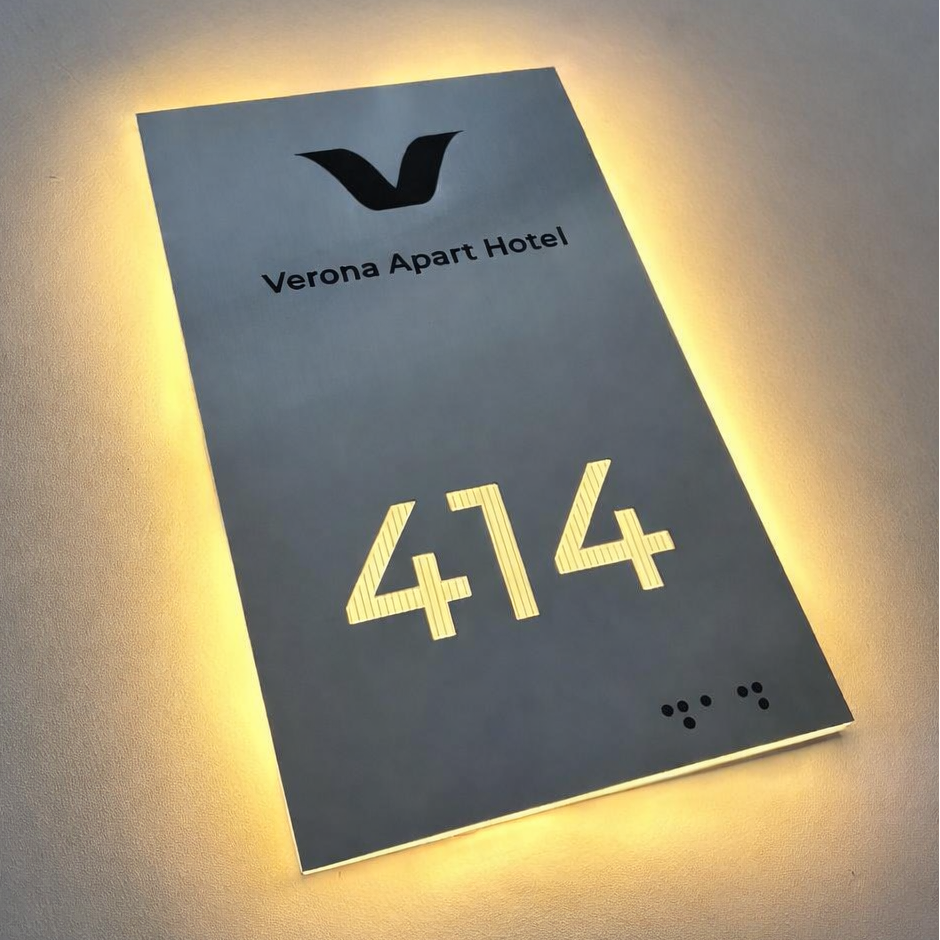 Chrome Finish Stainless Steel Illuminated Room Number – For Hotels & Apartments - Otimsan Shop