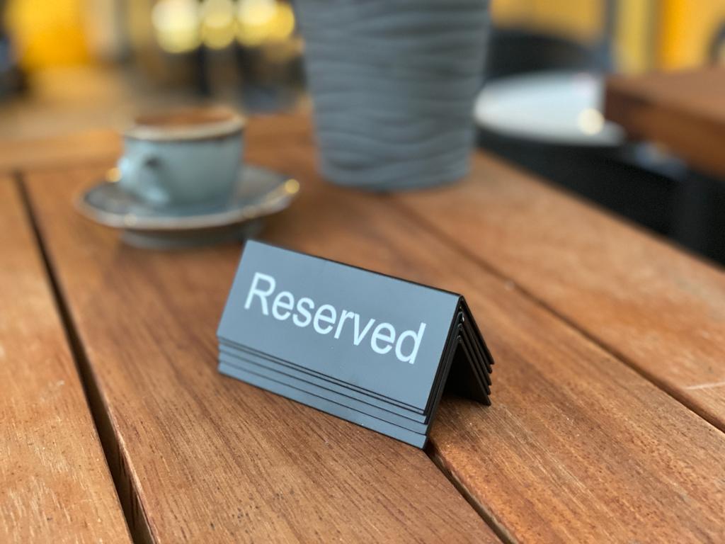 Metal Tabletop Reserved Sign – Reserved Table Card for Restaurants & Cafés - Otimsan Shop