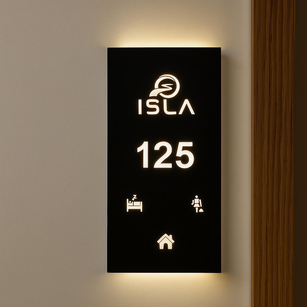 Smart Room Number Panel – LED Illuminated, Do Not Disturb (DND) & Cleaning Indicator - Otimsan Shop