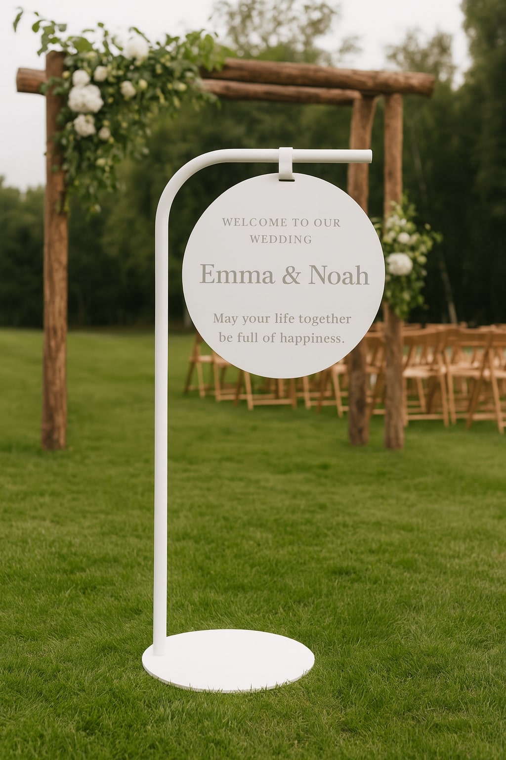 Portable Freestanding Hanging Sign – Double-Sided with Round Custom Logo Print - Otimsan Shop