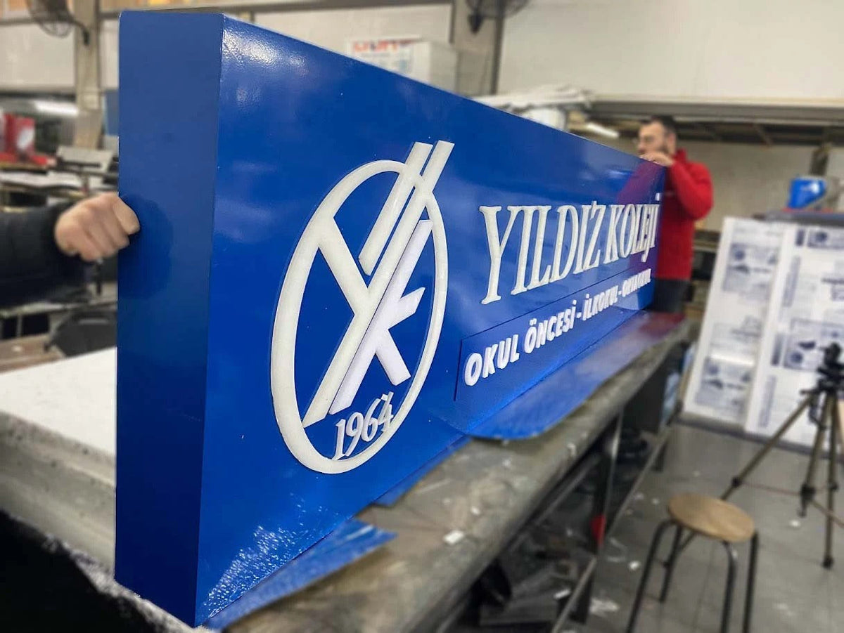 Custom Production – Illuminated Logo Entrance Sign | Embossed Letter Corporate Box Signage - Otimsan Shop