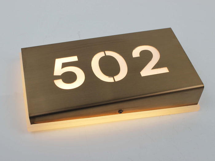 Luxury Illuminated Room Number | Bronze-Look LED Door Number Sign - Otimsan Shop