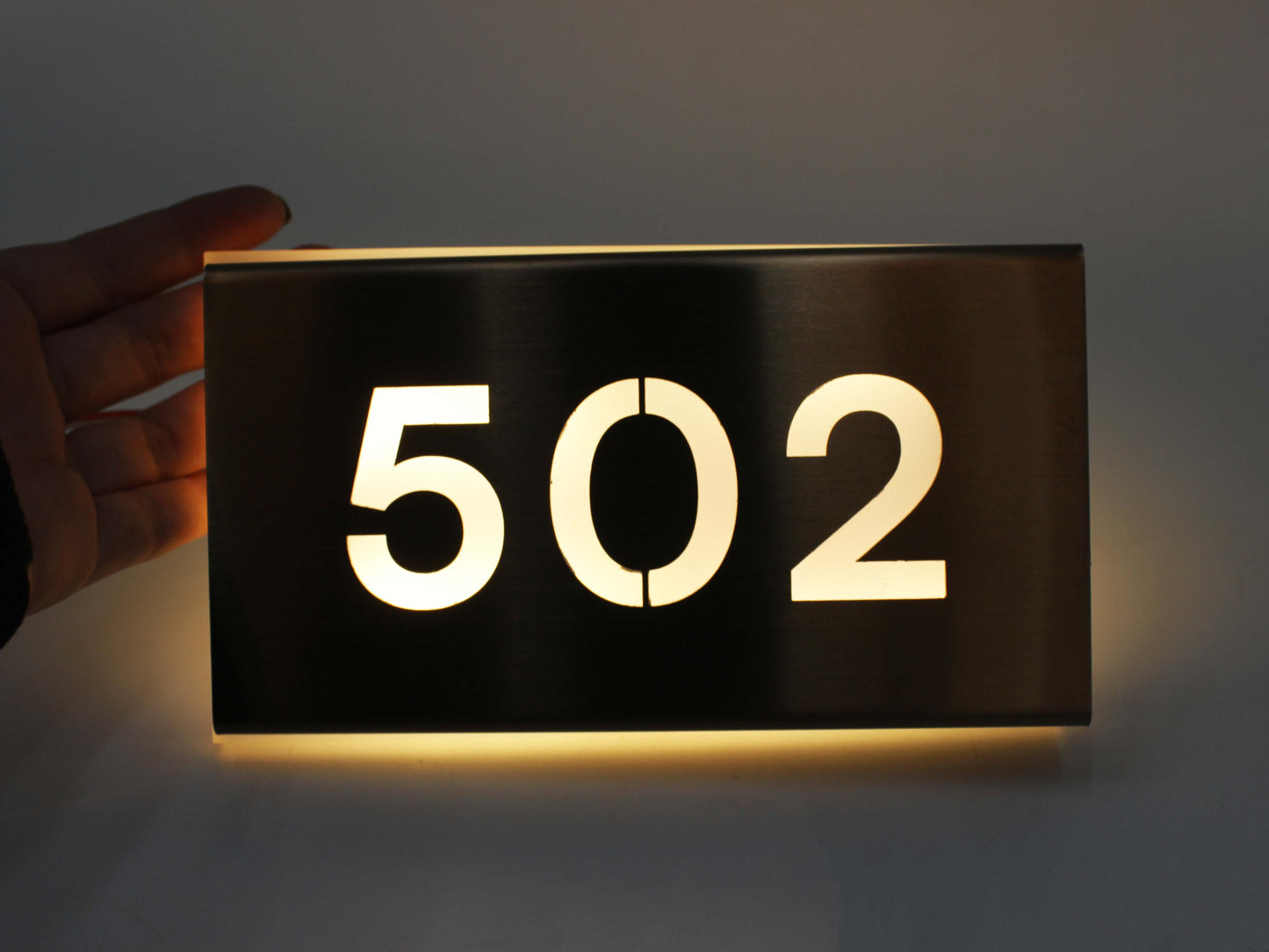 Luxury Illuminated Room Number | Bronze-Look LED Door Number Sign - Otimsan Shop