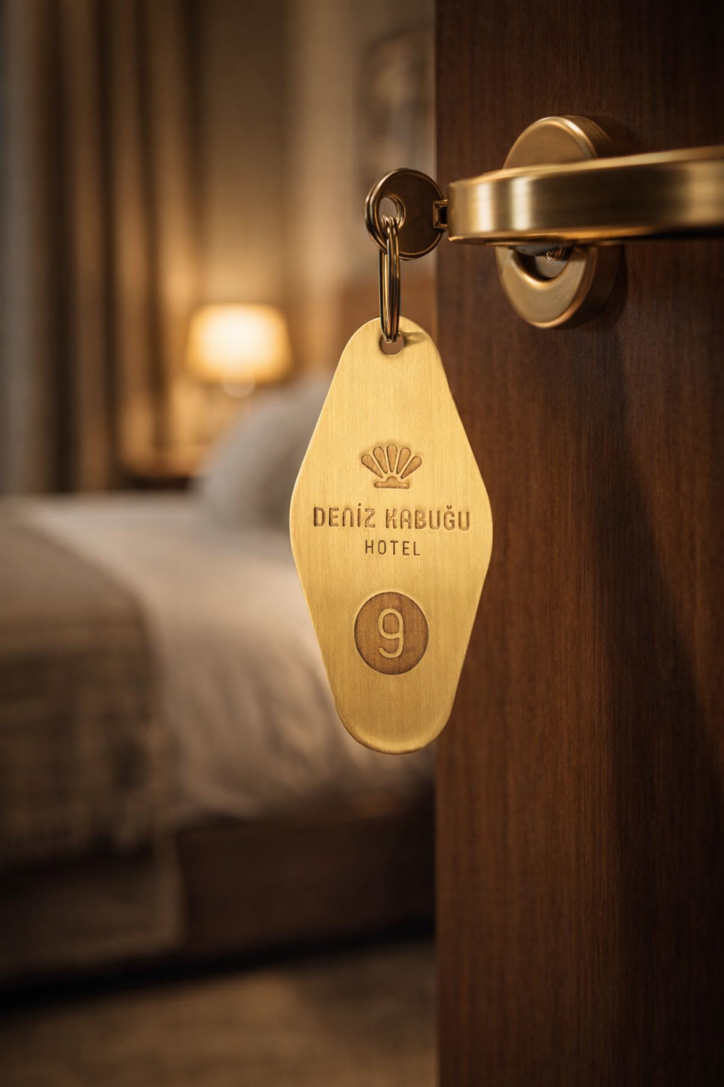 Brass Hotel Room Keychain | Luxury Metal Keychain with Acid-Etched Logo - Otimsan Shop