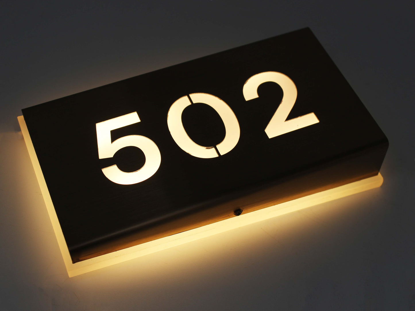 Luxury Illuminated Room Number | Bronze-Look LED Door Number Sign - Otimsan Shop