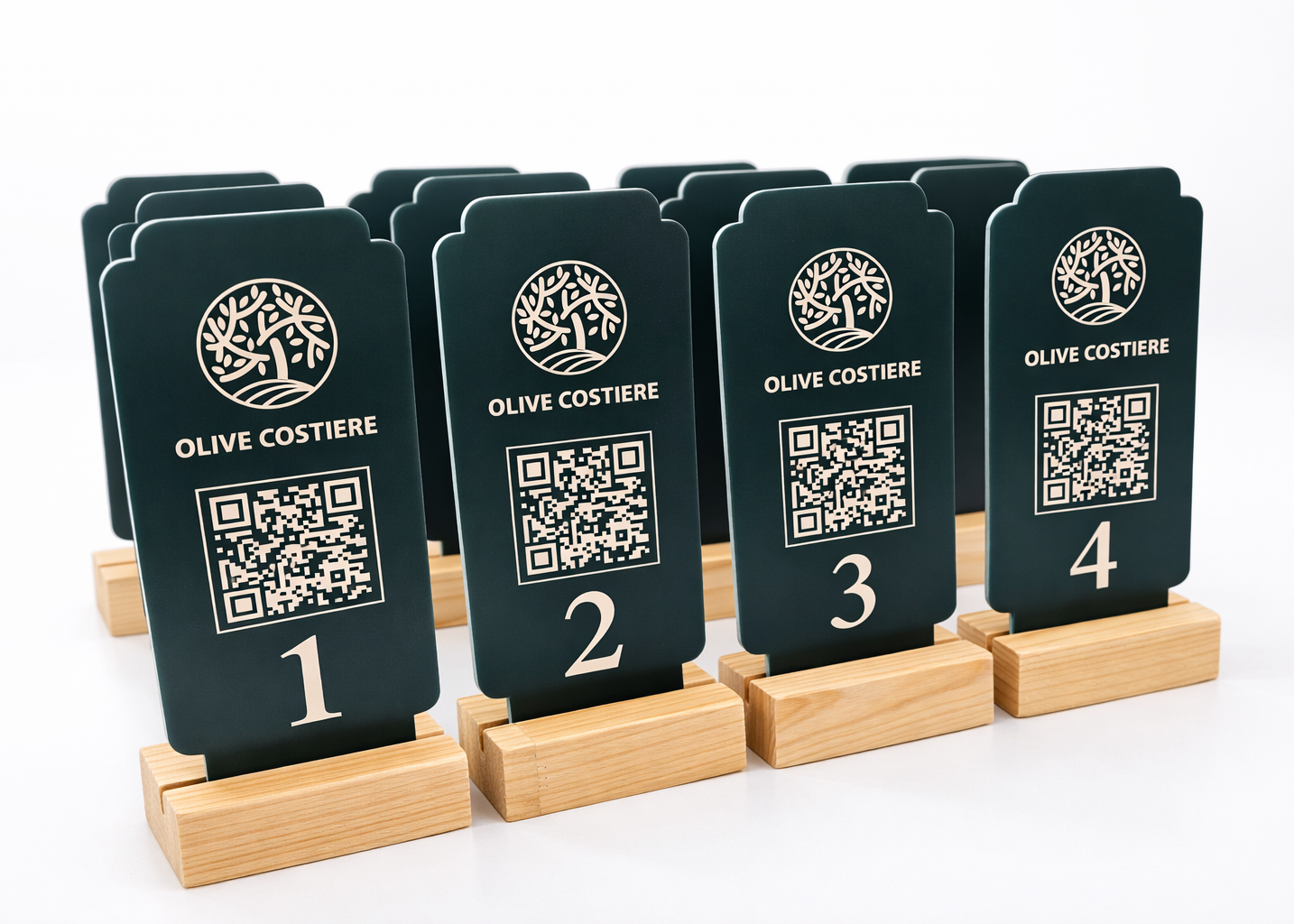 Wooden Freestanding QR Code Menu Stand – Acrylic Table Number & Information Sign - Otimsan Shop