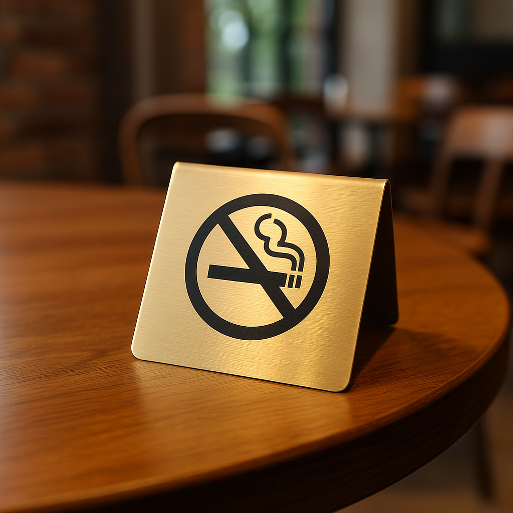 No Smoking Tabletop Metal Warning Sign | For Restaurants, Cafés, and Offices - Otimsan Shop