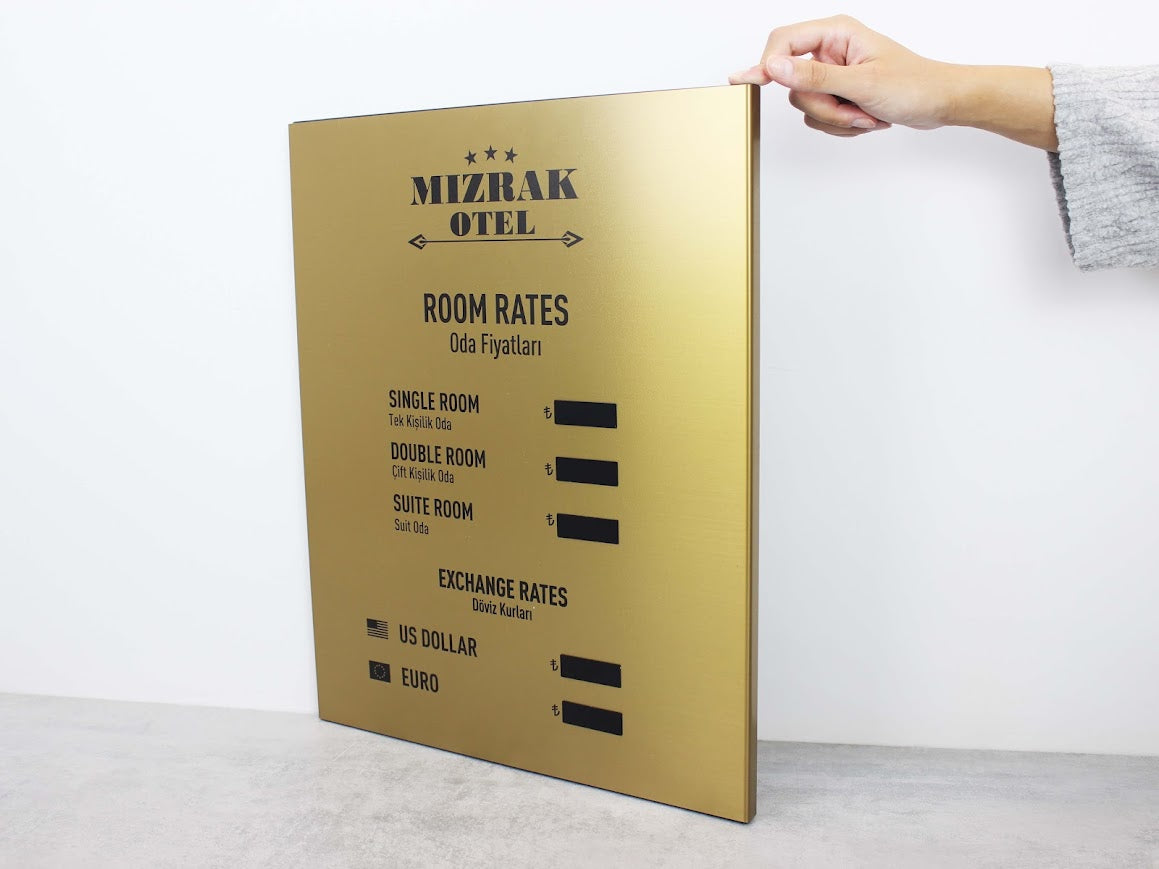 Wall-Mounted Exchange Rate & Room Price Board - Otimsan Shop