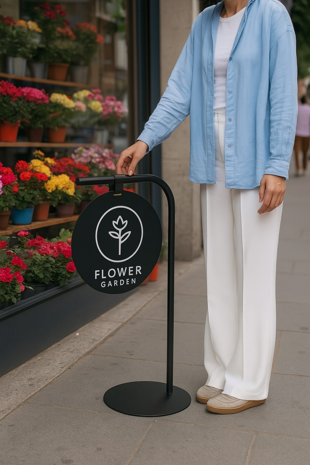 Portable Freestanding Hanging Sign – Double-Sided with Round Custom Logo Print - Otimsan Shop
