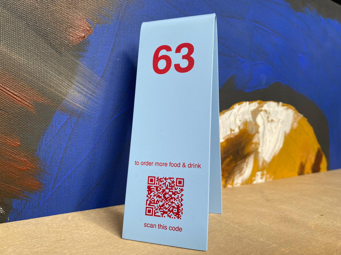 Table Number Stand | QR Code, Double-Sided & Custom Logo Design for Restaurants & Cafés - Otimsan Shop