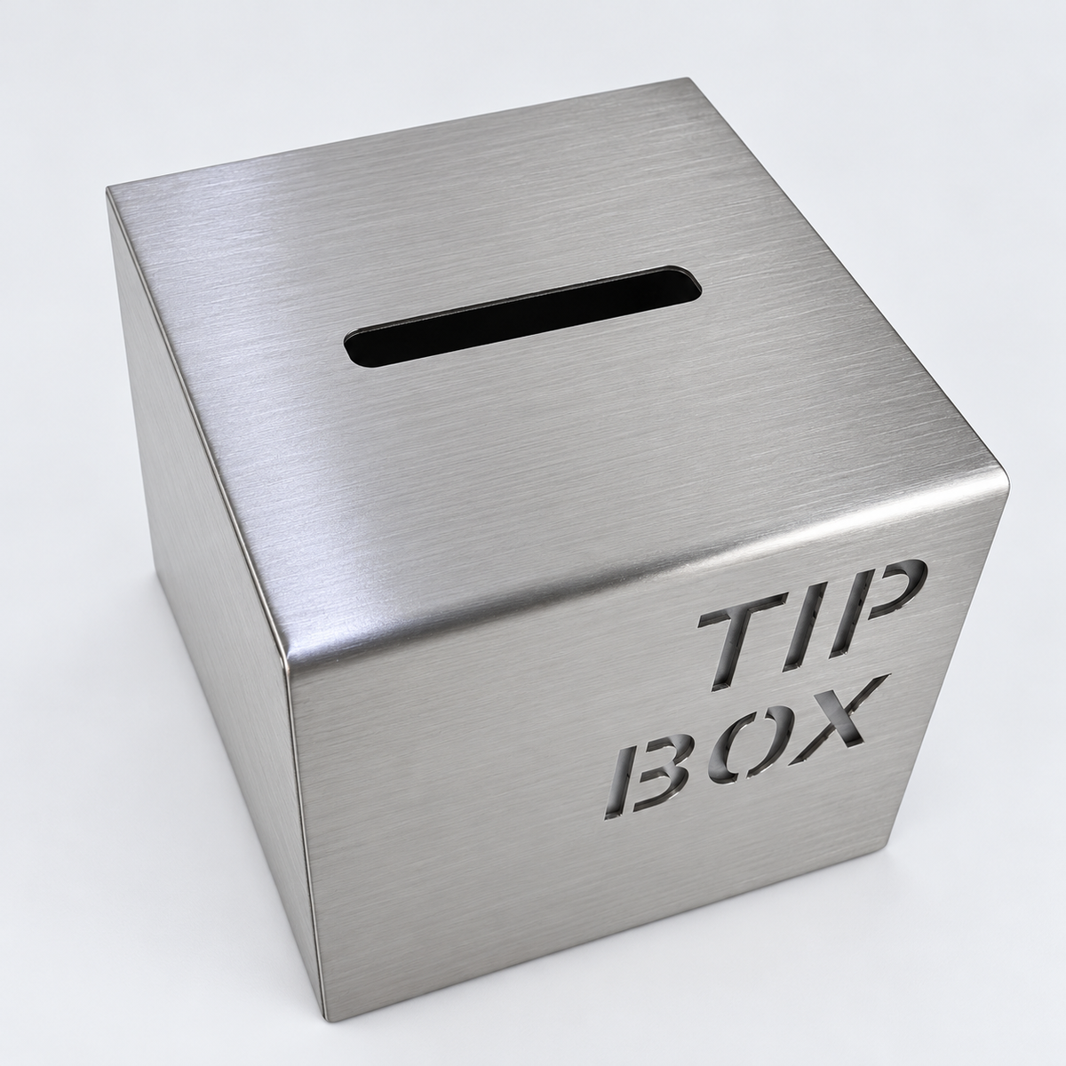 Top deposit slot detail on a metal tip box