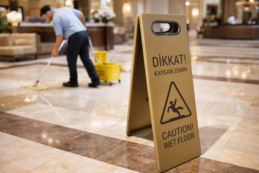 Metal Wet Floor Sign – Foldable Double-Sided Warning Board for Hotels & Shopping Malls - Otimsan Shop