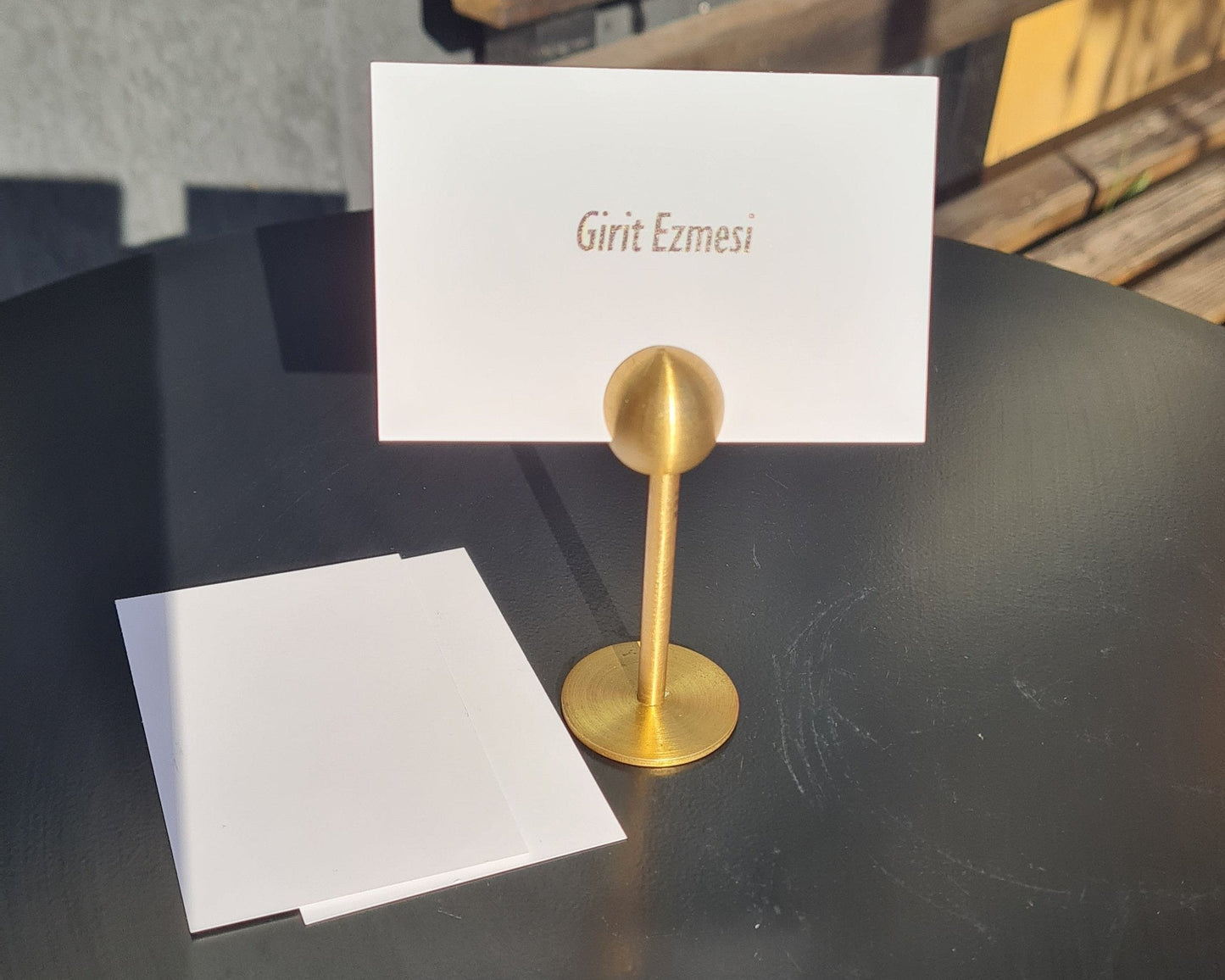 Premium Brass Card Holder Stand – Restaurant Mezze Label & Tabletop Price Tag Holder - Otimsan Shop