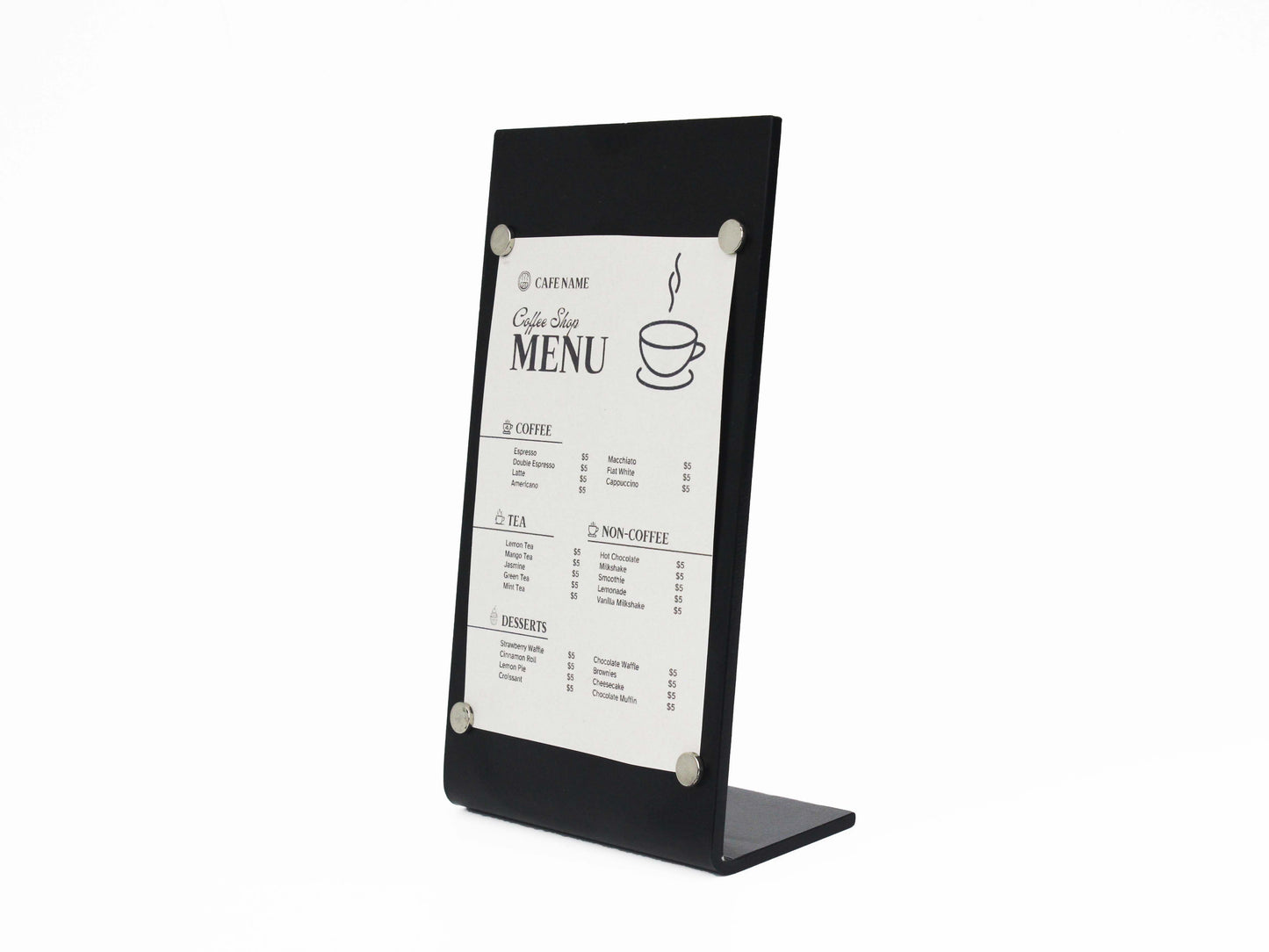 Magnetic Metal Tabletop Menu Stand 6-Piece Set – Logo Menu Holder for Cafés, Restaurants, and Businesses - Otimsan Shop