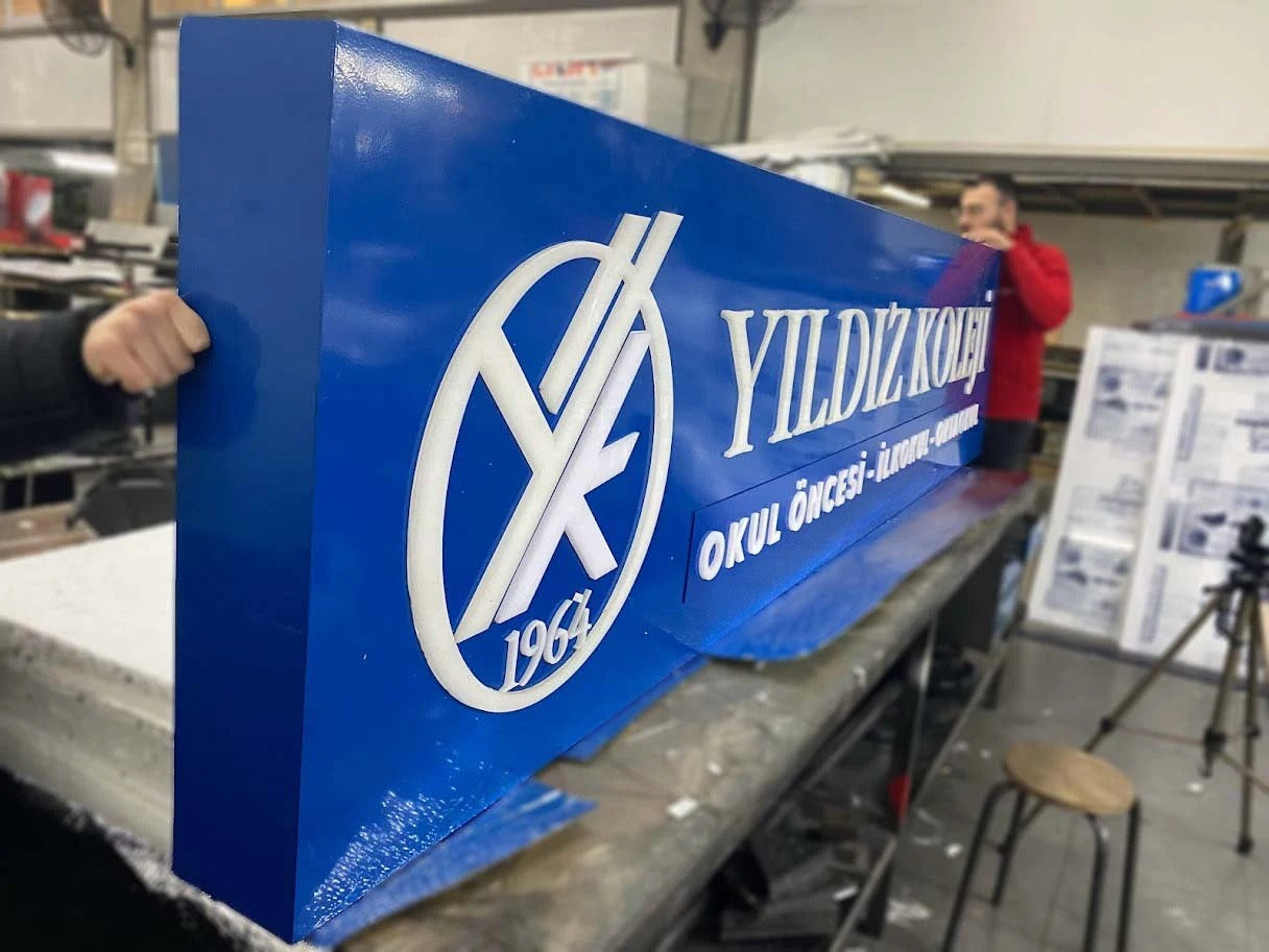 Custom Production – Illuminated Logo Entrance Sign | Embossed Letter Corporate Box Signage - Otimsan Shop