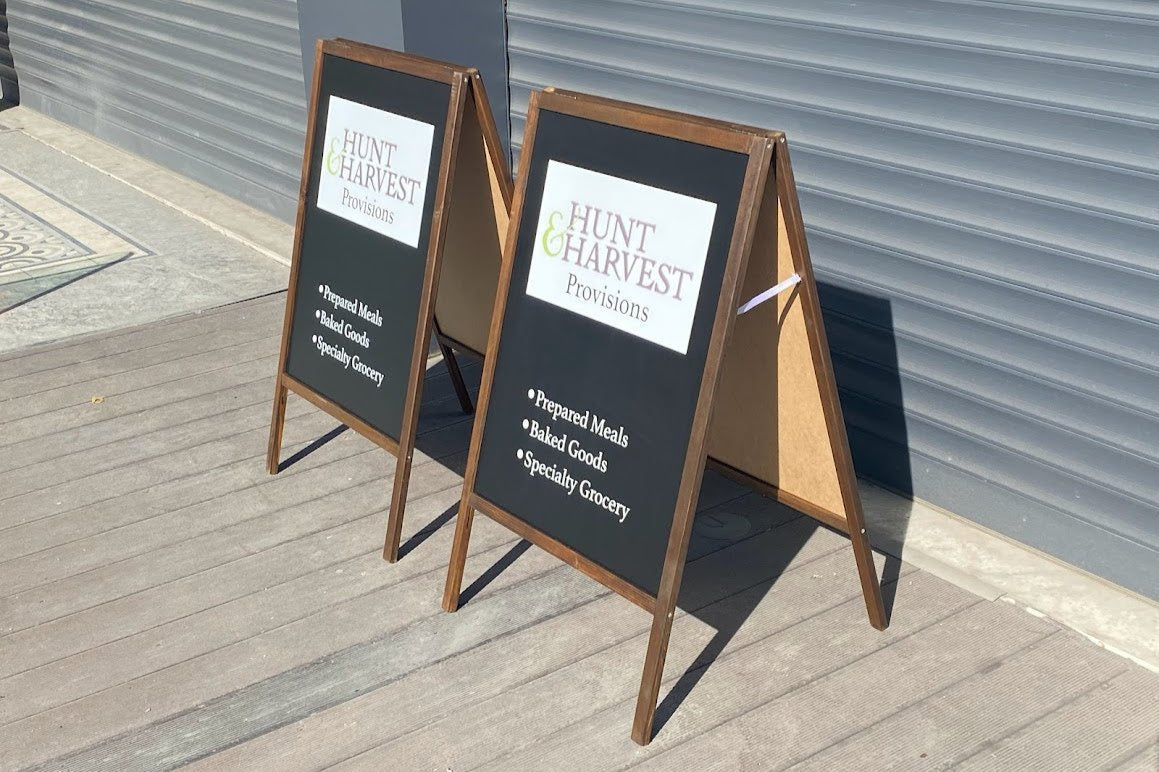 Freestanding Double-Sided Sidewalk Sign | Foldable Wooden Store Board with Custom Logo Print - Otimsan Shop