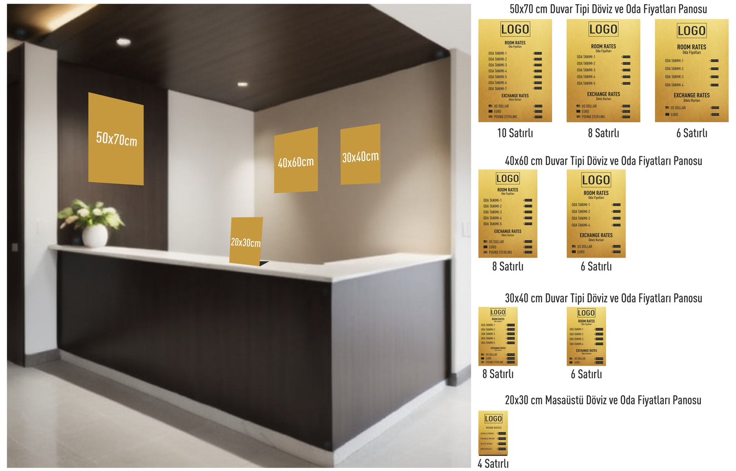 Wall-Mounted Exchange Rate & Room Price Board - Otimsan Shop