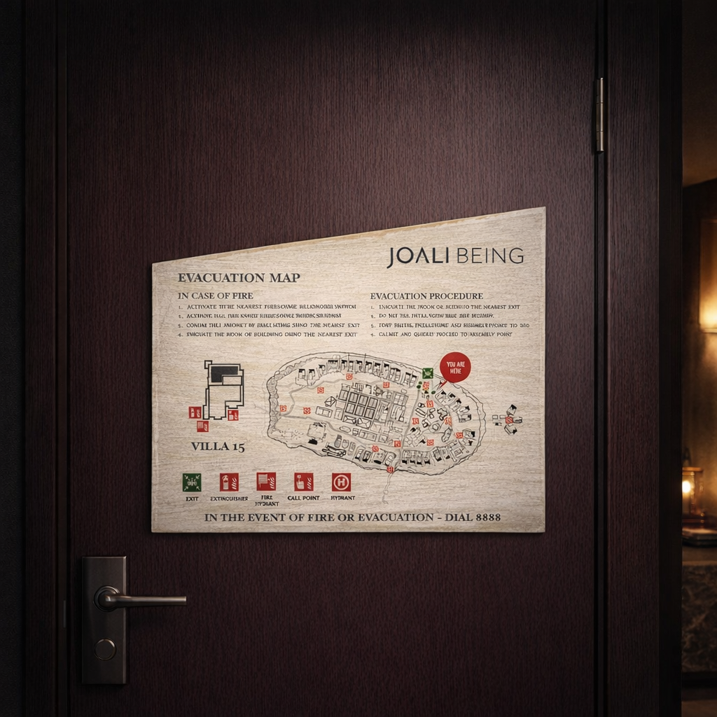 Hotel Room Fire Escape & Evacuation Plan – Regulation-Compliant Emergency Floor Map - Otimsan Shop