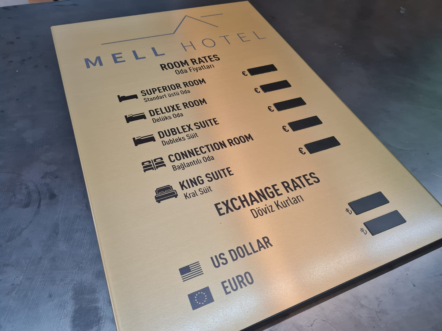 Wall-Mounted Exchange Rate & Room Price Board - Otimsan Shop