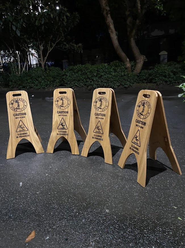 Freestanding Wet Floor Sign | Foldable Double-Sided Wooden Portable Sign - Otimsan Shop