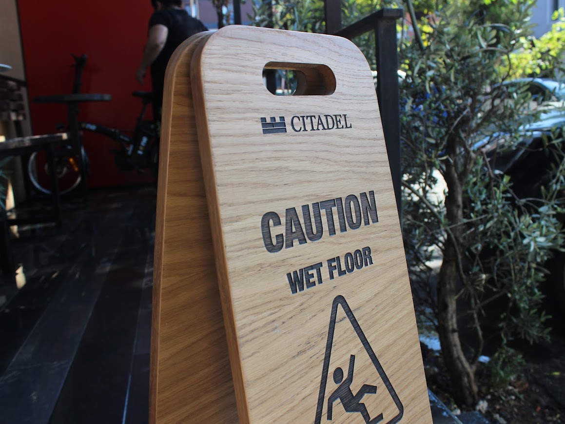 Freestanding Wet Floor Sign | Foldable Double-Sided Wooden Portable Sign - Otimsan Shop