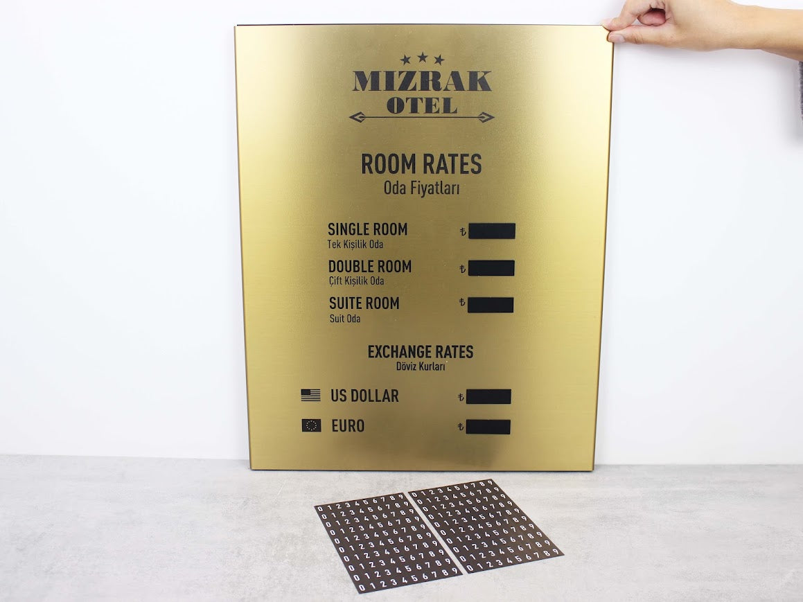 Wall-Mounted Exchange Rate & Room Price Board - Otimsan Shop