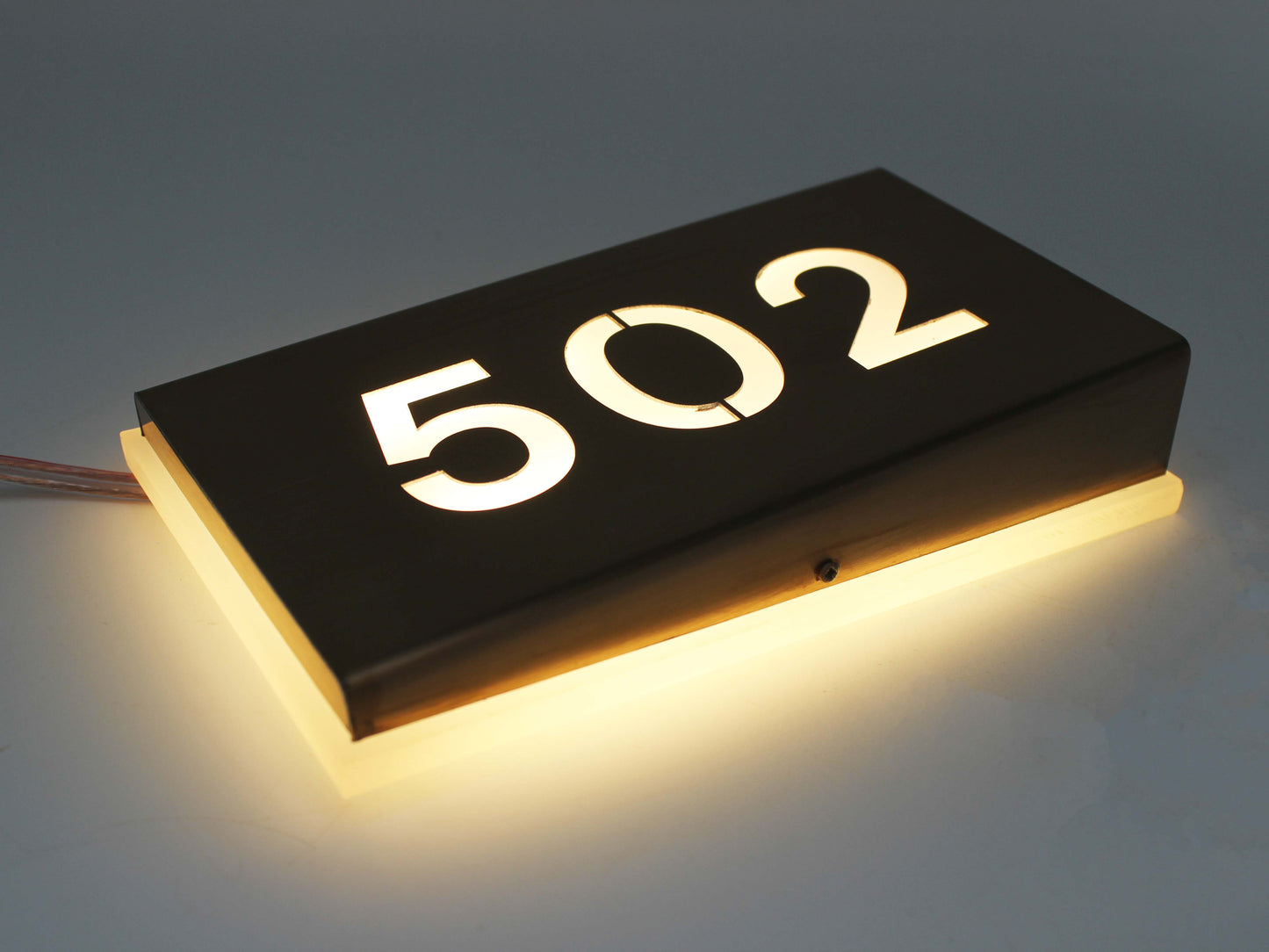 Luxury Illuminated Room Number | Bronze-Look LED Door Number Sign - Otimsan Shop