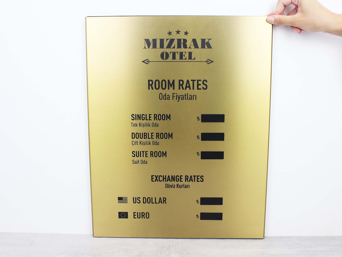 Wall-Mounted Exchange Rate & Room Price Board - Otimsan Shop