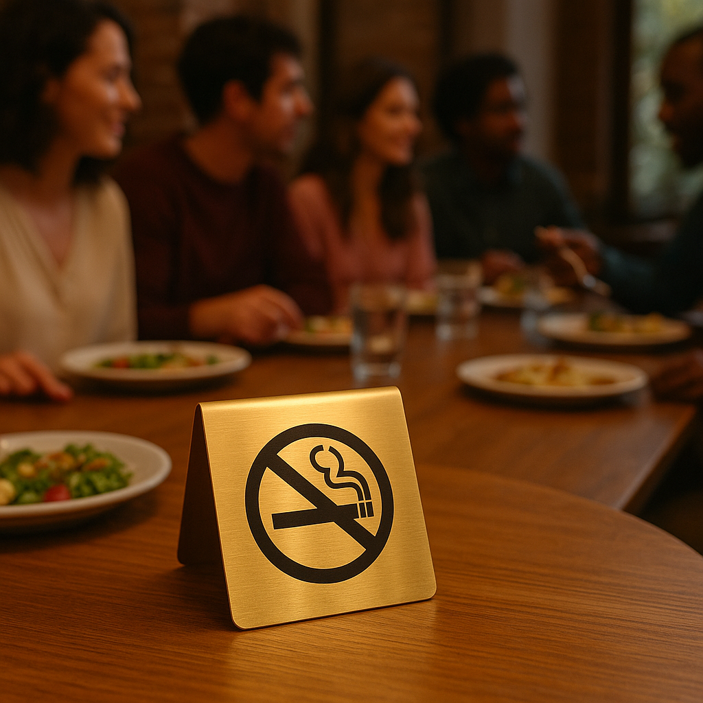 No Smoking Tabletop Metal Warning Sign | For Restaurants, Cafés, and Offices - Otimsan Shop