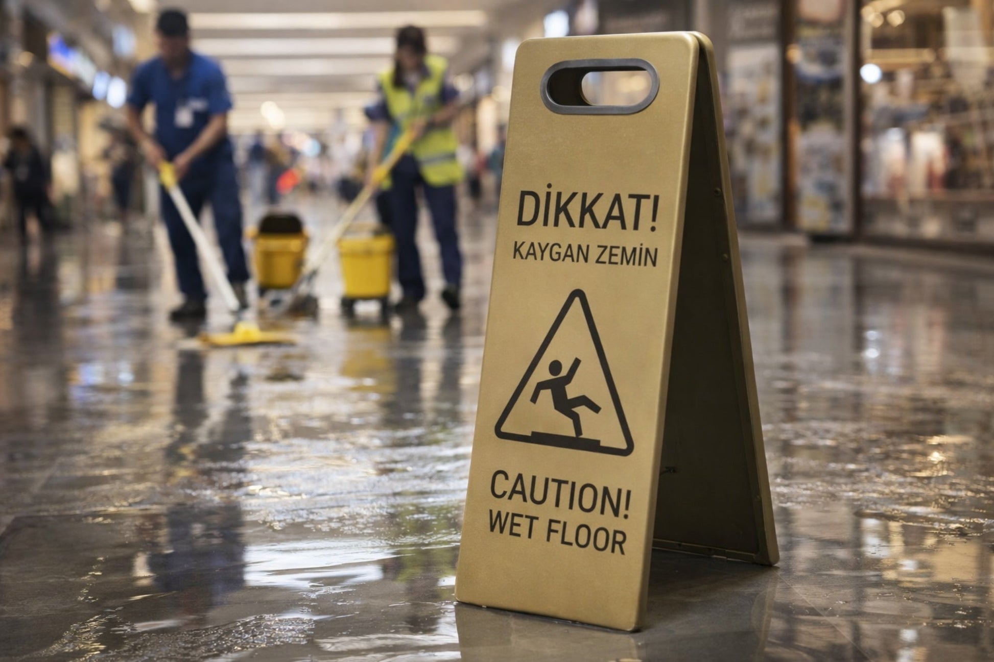 Metal Wet Floor Sign – Foldable Double-Sided Warning Board for Hotels & Shopping Malls - Otimsan Shop