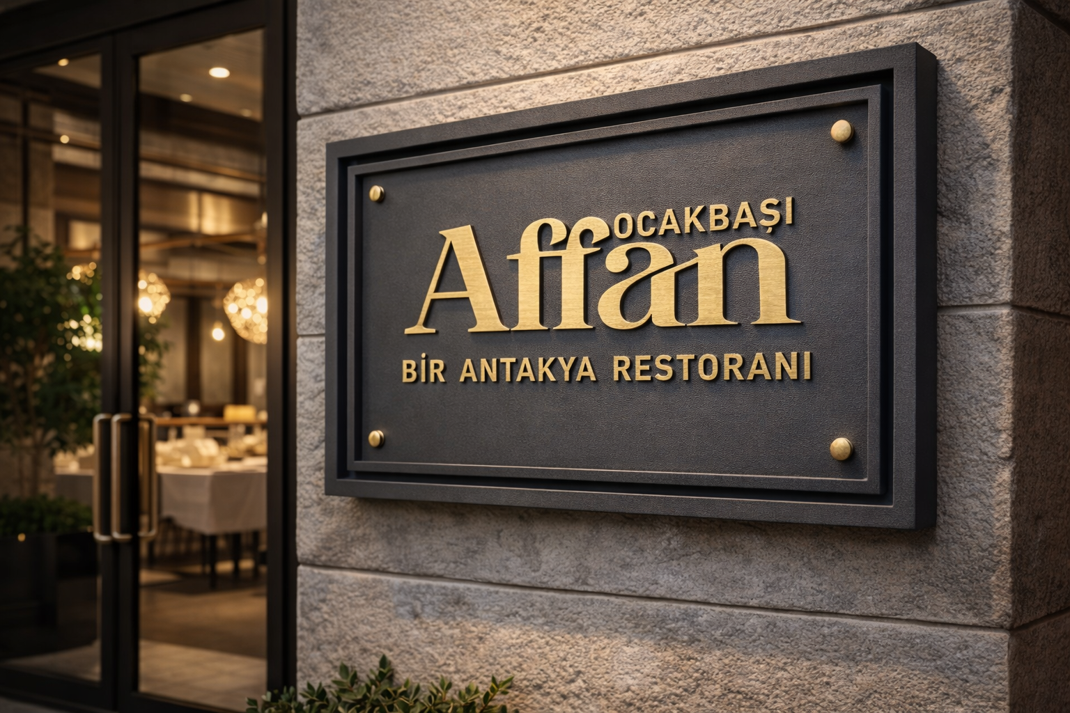 Framed Brass Embossed Letter Business Sign | Restaurant & Café Entrance Signboard - Otimsan Shop