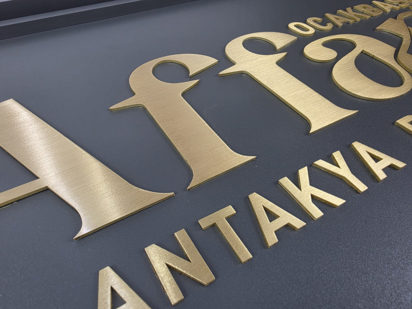 Framed Brass Embossed Letter Business Sign | Restaurant & Café Entrance Signboard - Otimsan Shop