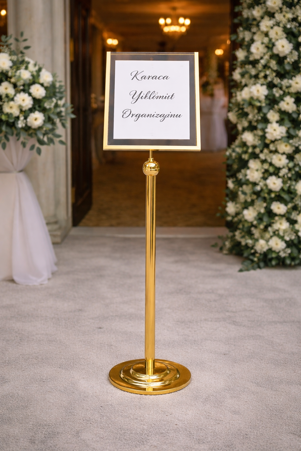 Brass-Plated Freestanding Menu Stand | Information, Direction & Welcome Board for Restaurants and Hotels - Otimsan Shop