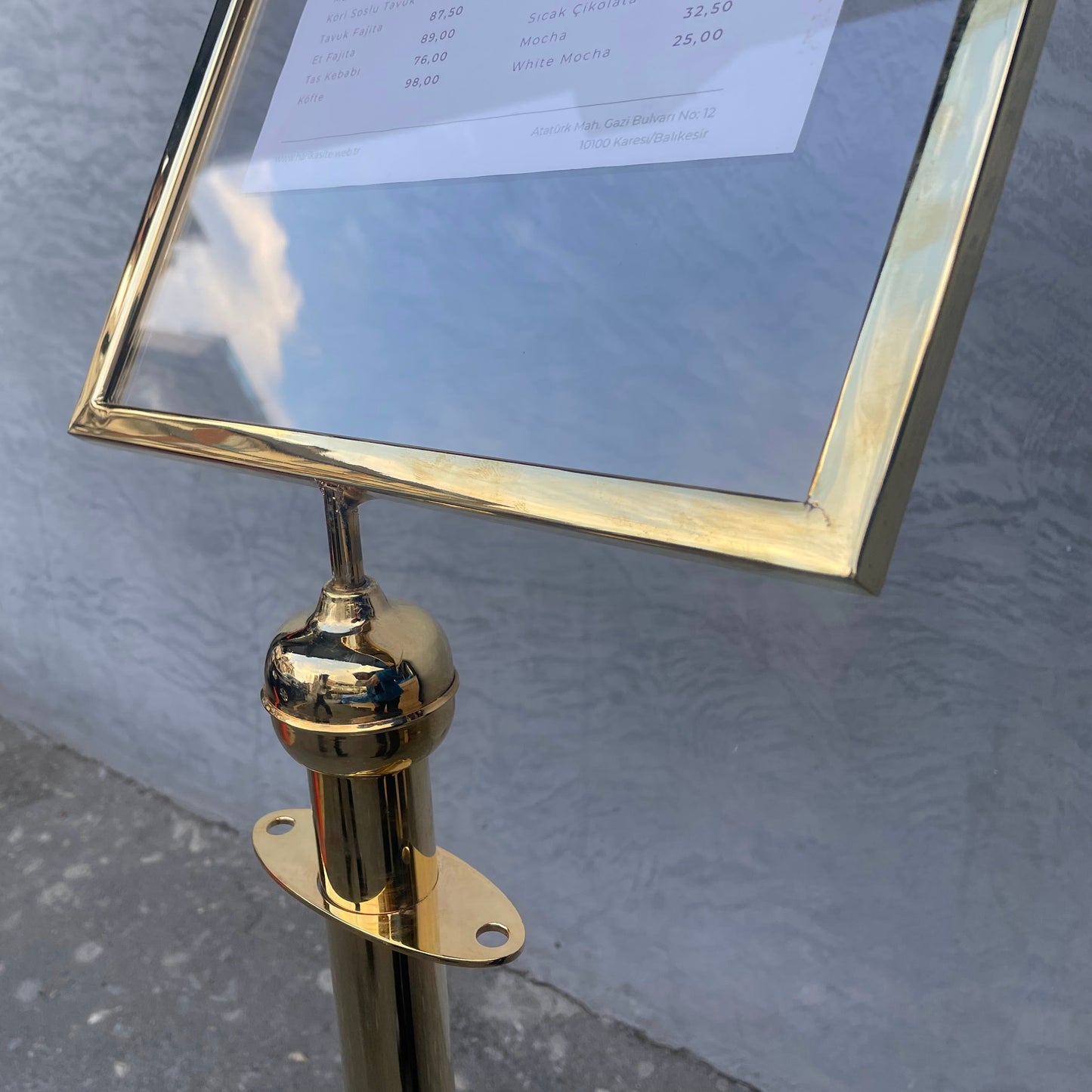 Brass-Plated Freestanding Menu Stand | Information, Direction & Welcome Board for Restaurants and Hotels - Otimsan Shop