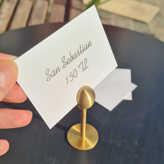 Premium Brass Card Holder Stand – Restaurant Mezze Label & Tabletop Price Tag Holder - Otimsan Shop