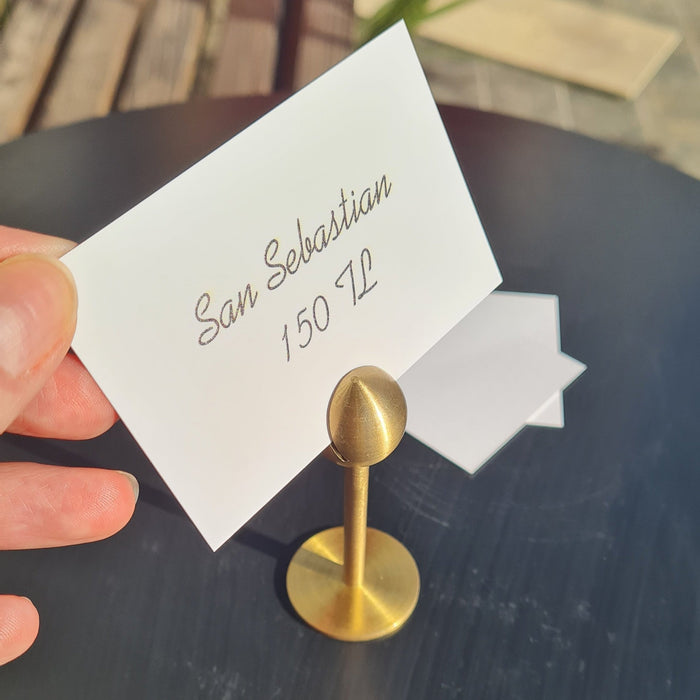 Premium Brass Card Holder Stand – Restaurant Mezze Label & Tabletop Price Tag Holder - Otimsan Shop
