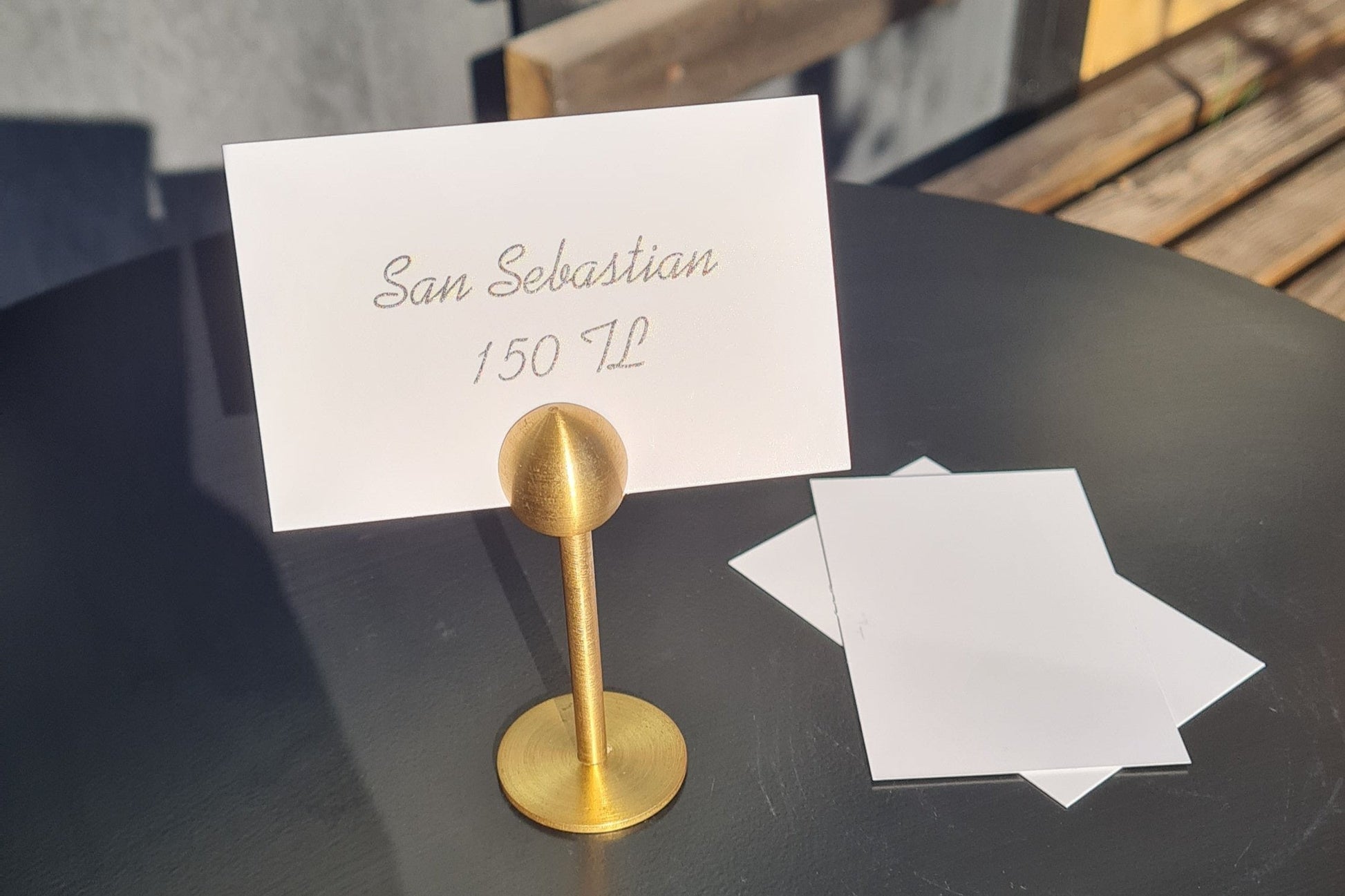 Premium Brass Card Holder Stand – Restaurant Mezze Label & Tabletop Price Tag Holder - Otimsan Shop