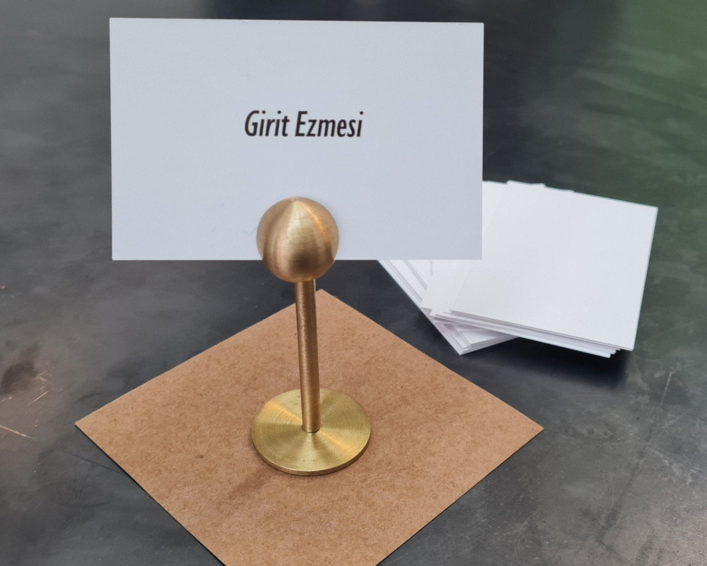 Premium Brass Card Holder Stand – Restaurant Mezze Label & Tabletop Price Tag Holder - Otimsan Shop