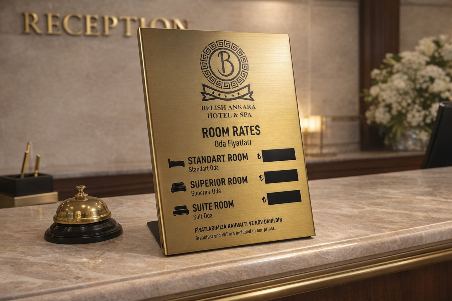 Tabletop Exchange Rate & Room Price Board - Otimsan Shop