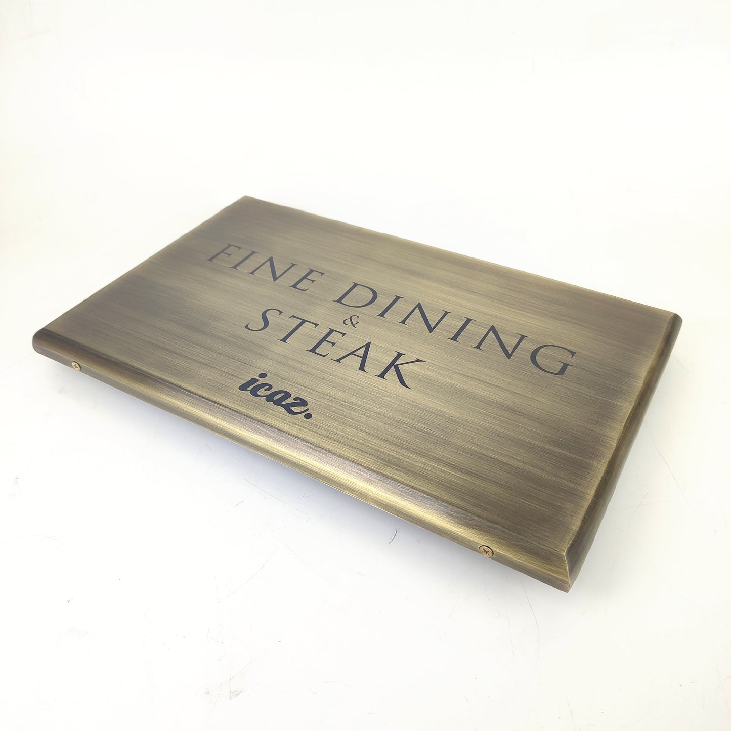 Antique Brass Entrance Sign – Luxury Distressed Surface Door Nameplate for Fine Dining & Hotel Use - Otimsan Shop