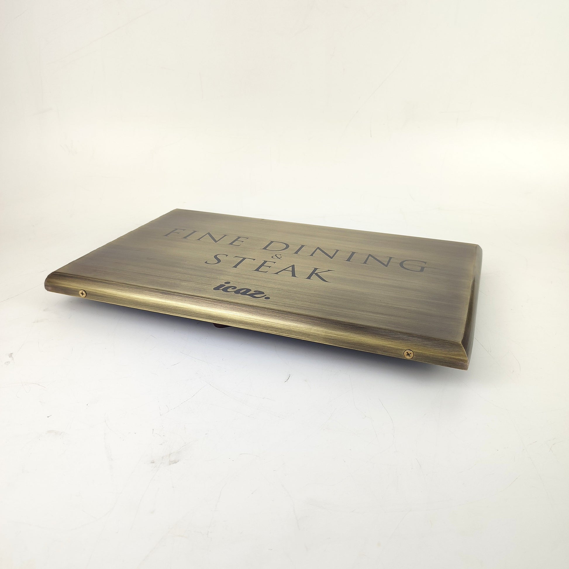 Antique Brass Entrance Sign – Luxury Distressed Surface Door Nameplate for Fine Dining & Hotel Use - Otimsan Shop